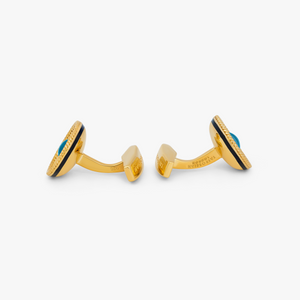 Cable bowl cufflinks in Yellow gold plated sterling silver with topaz         