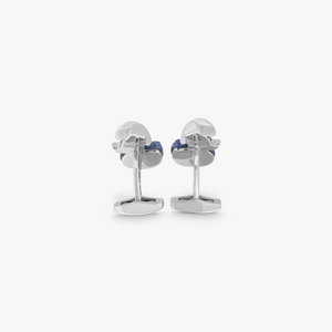 Duck Rodeo Cufflinks In Rhodium Plated Silver with Sodalite