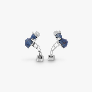 Duck Rodeo Cufflinks In Rhodium Plated Silver with Sodalite