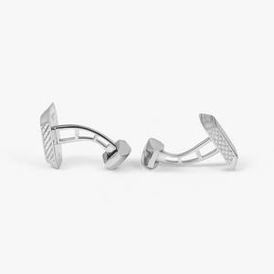 Signature Octo Cufflinks In Rhodium Plated Silver