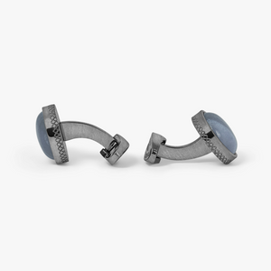 Titanium Classic Cufflinks With Blue Lace Agate