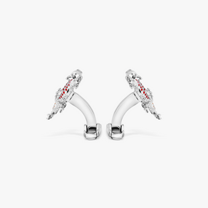 Year of the Dragon Cufflinks in White Bronze Plated with Red & Orange Enamel