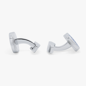 Star Weave cufflinks with blue enamel and white bronze plating