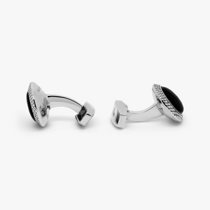 Bullseye Cufflinks in Palladium Plated with Onyx