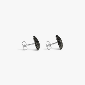 Sterling silver Pebble black diamond stud earrings