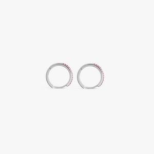 Ruby Hoop Earrings In Rhodium Plated Silver