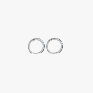 Blue Sapphire Hoop Earrings In Rhodium Silver