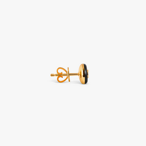 Round Diamond Stud Earrings in 18K Rose Gold with Black Enamel