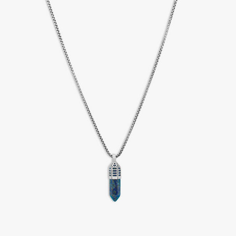 Dopamine Drop Necklace In Blue Stainless Steel and Lapis