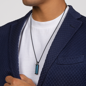 Jagged Elements Necklace In Black and Blue IP Plated Stainless Steel