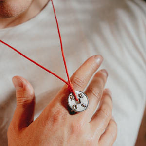 Lhasa Auspicious Coin Cord Necklace In Red