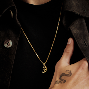 Puzzle Gear Box Chain Necklace in Yellow Gold Plated Silver