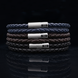 Pop Rigato Double Wrap Leather Bracelet In Navy