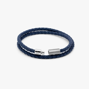 Pop Rigato Double Wrap Leather Bracelet In Navy