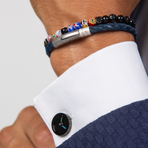 Reminder Watch Cufflinks In Black With Gunmetal Plated & Stainless Steel