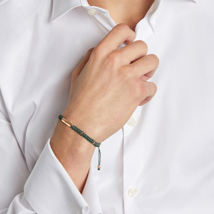 Macramé Bracelet In Khaki Green With Rose Gold- Engravable