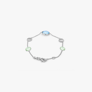 Kensington Bracelet in 9K Satin White Gold with Topaz and Green Amethyst