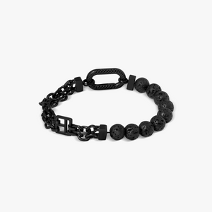 Catena Isaac Bracelet In Black IP Plated Stainless Steel and Lava Beads