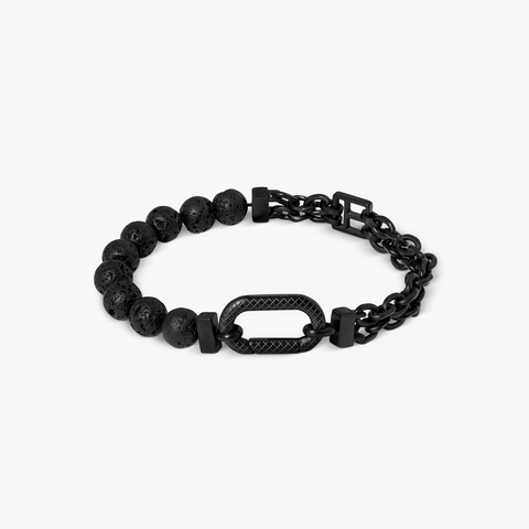 Catena Isaac Bracelet In Black IP Plated Stainless Steel and Lava Beads