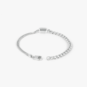 Hexade Box Chain Bracelet In Rhodium Plated Silver 