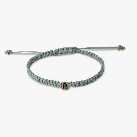 Grünes Saphir-Makramee-Armband - 18 Karat Gold