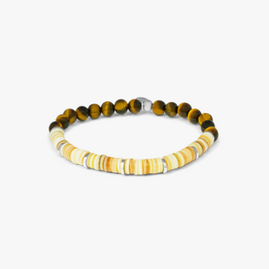 Oceana Bracelet In Beige Rhodium Plated Silver