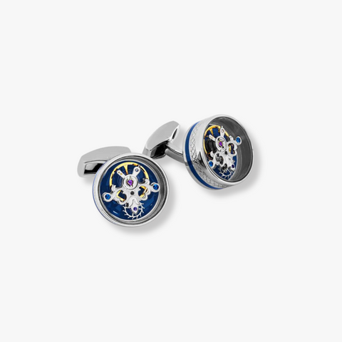Pop Tourbillon Cufflinks In Blue With Palladium Plated