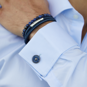 THOMPSON Semi Precious Button Manschettenknöpfe in Blau