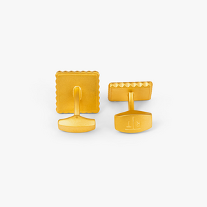 Giza Cufflinks In IP Gold Plated with Yellow Gold Diamond