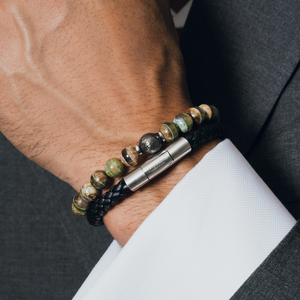 Charles Leather Bracelet In Black
