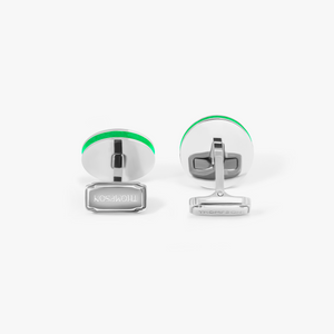 THOMPSON Green Stainless Steel Cairo Cufflinks