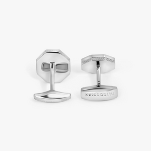 Classic London Eye Cufflinks In Black Onyx With Rhodium Silver   