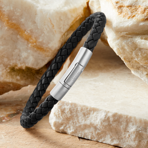 Charles Leather Bracelet In Black