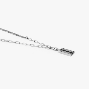 THOMPSON Stripe Grill Mixed Chain Necklace In Stainless Steel