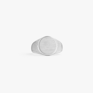 Signature Signet Ring in Rhodium Plated Silver