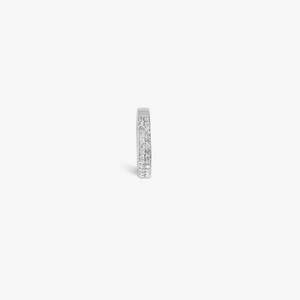 Half Pair Precious Hoops Earring In Rhodium Plated Silver with White Diamonds